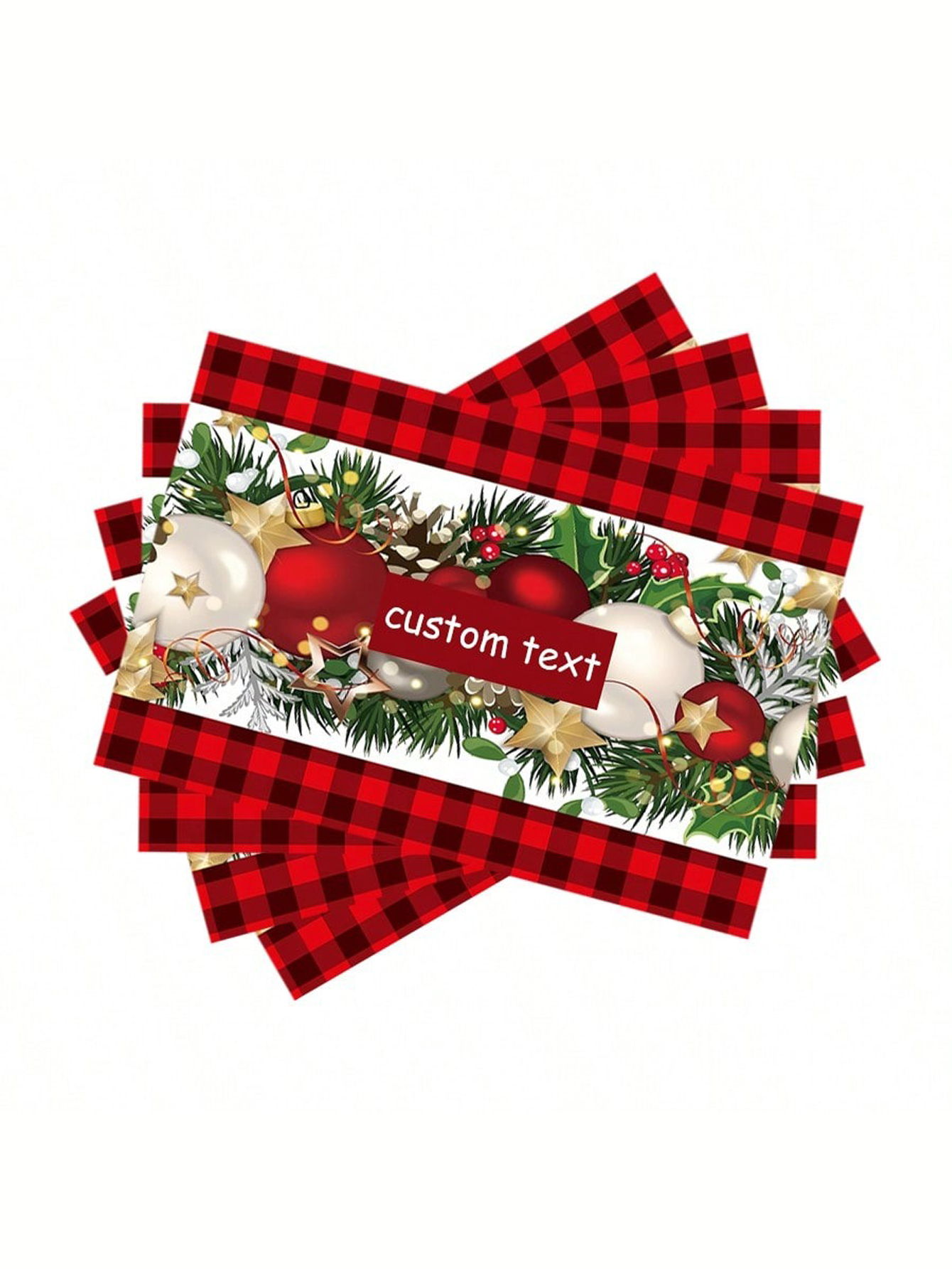 Personalized Christmas Plaid Placemats
